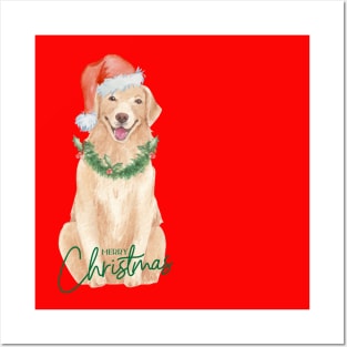 Christmas Golden Retriever Posters and Art